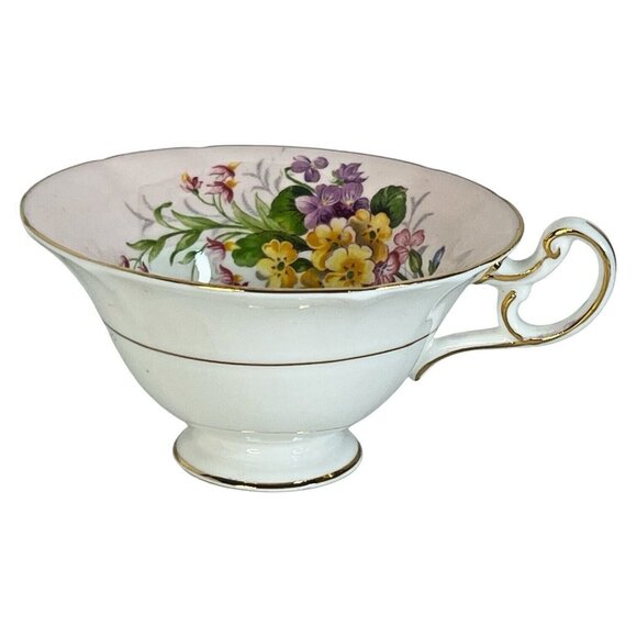 Vintage EB Foley Bone China Tea Cup And Saucer Floral Pink White Flower Gold Rim - Picture 4 of 12